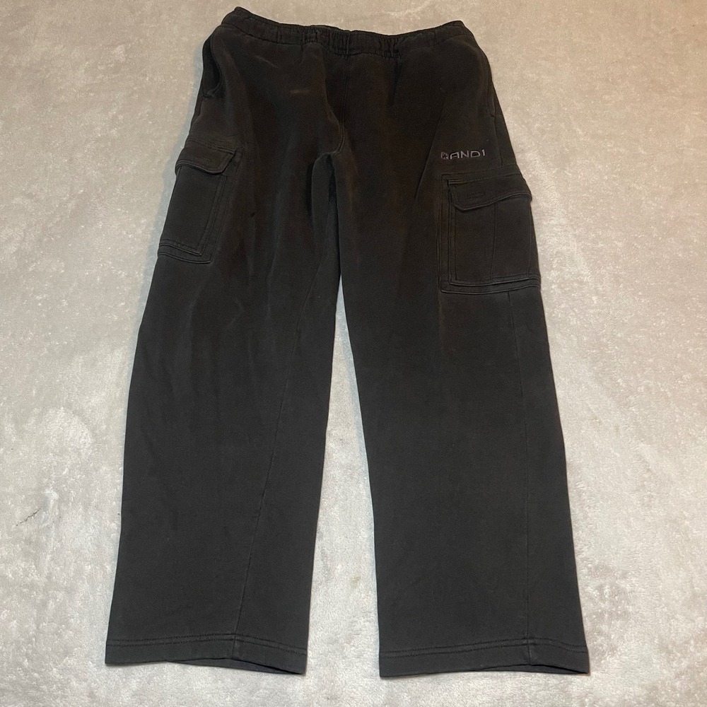 Vintage AND1 Sweatpants Mens XL Black Cargo Fleece Wide Leg Baggy Basketball Y2K